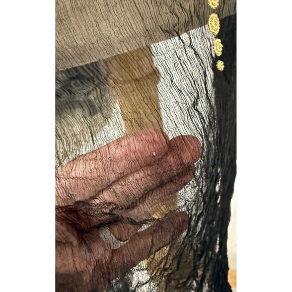 Manish Vaid Dress Cover-Up Size M Black Gold Embellished Resort Beach Poolside - Picture 8 of 14